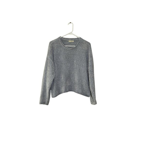 La Hearts Heathered Cropped Boxy Crewneck Sweater Soft Knit Casual Pullover M - Picture 7 of 7